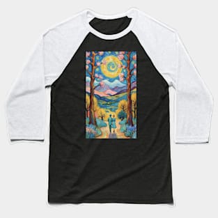 Starry Night Rendezvous: Van Gogh-Inspired Landscape with Romantic Couple Baseball T-Shirt